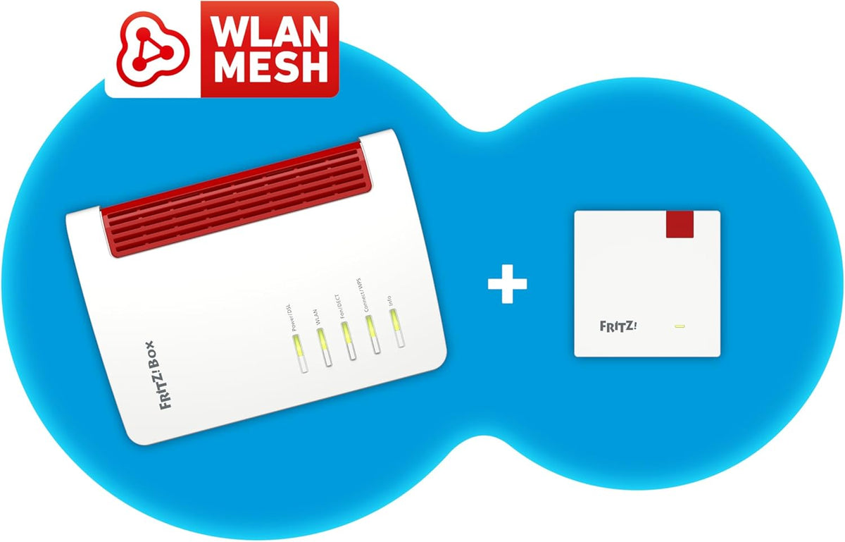 FRITZ!Mesh Set – 7530 AX Wi-Fi 6 Router + 1200 AX Repeater, bis 2.400 MBit/s