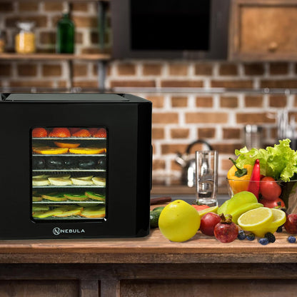 Nebula Lebensmittel Dörrgerät Mit 6 Edelstahlschalen | LED-Touch-Control-Design, Einstellbare Digitale Temperatur 35-70 °C & 48-Stunden-Timer | 400W | Dörrgerät Für Obst, Gemüse, Fleisch Und Mehr